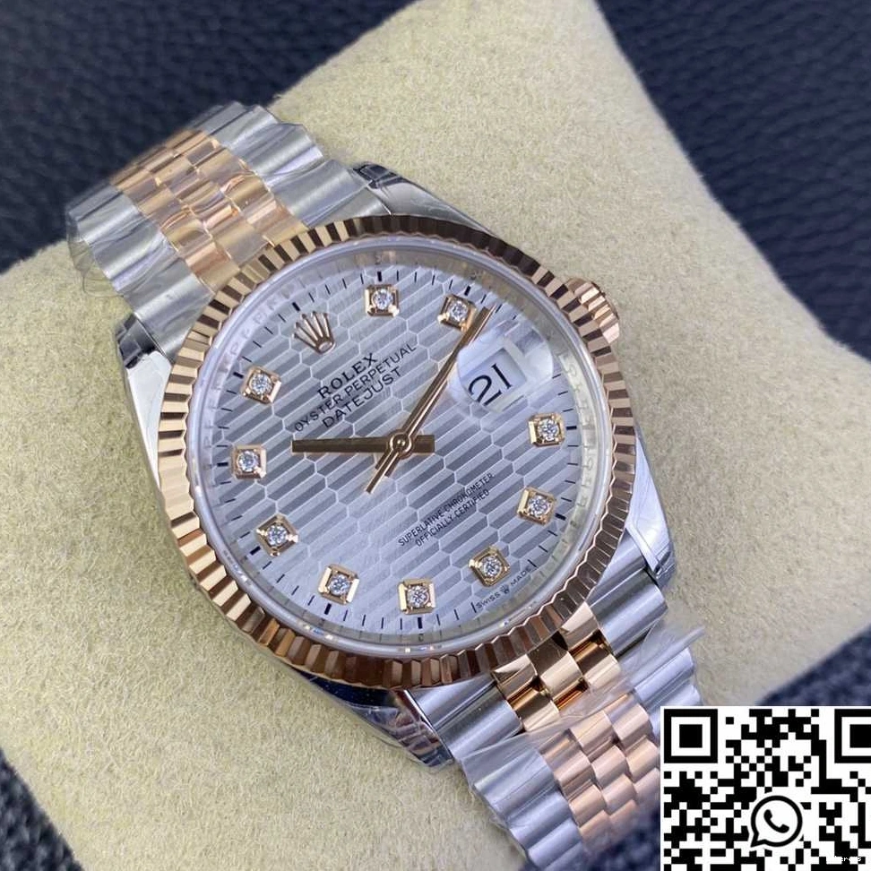 M126231 36MM Hourmarker Rolex Diamond VS Motif Dial Tone Factory Two Silver Datejust 0312